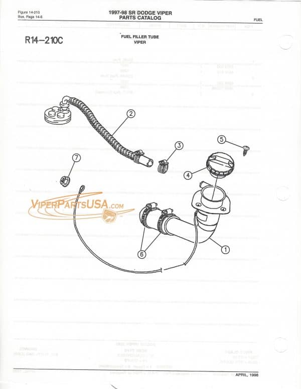 Fuel Tank Return Hose Dodge Viper RT10 - Image 2