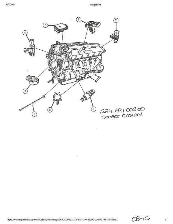 Sensor/Temp Coolant 08-17 Dodge Viper - Image 2